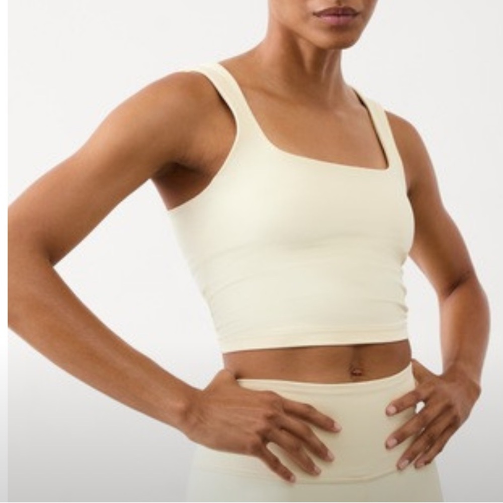 Athleta Yellow Transcend Square Neck Crop Sports Bra A-C